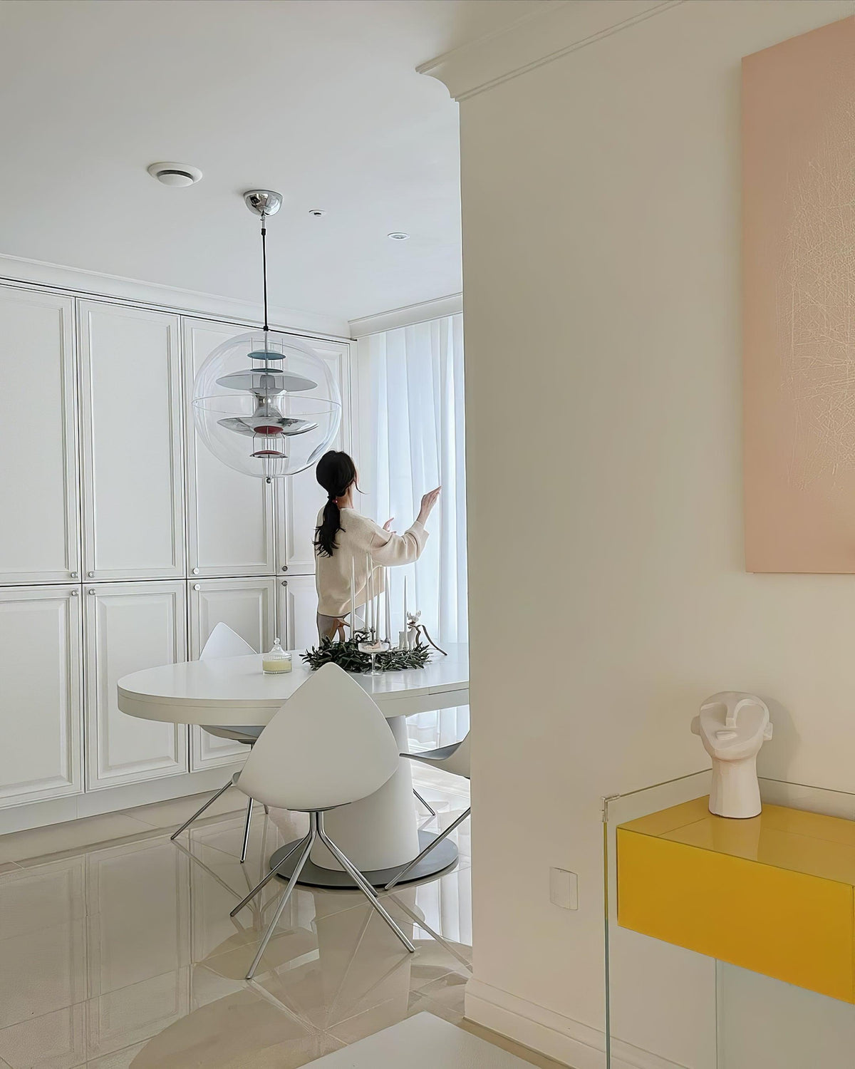 Lampada a sospensione Floating Geometric Layers Clear globo Futuristica moderna