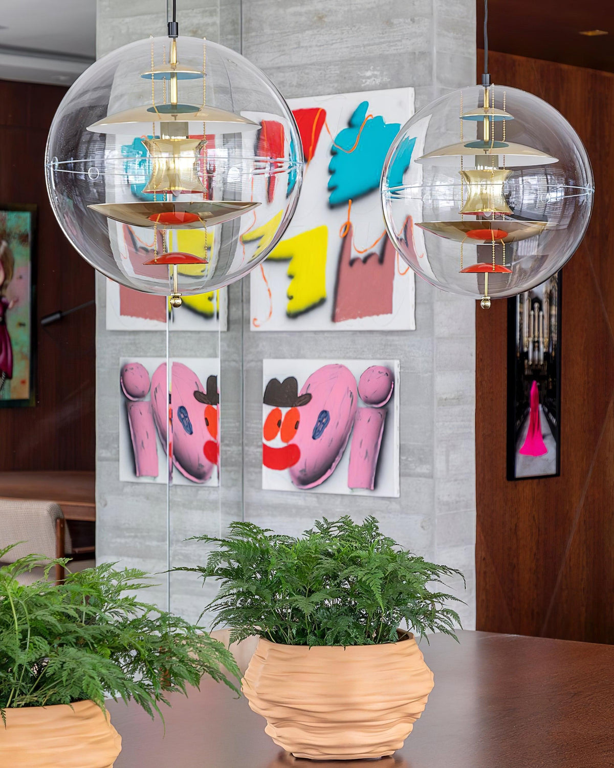 Lampada a sospensione Floating Geometric Layers Clear globo Futuristica moderna