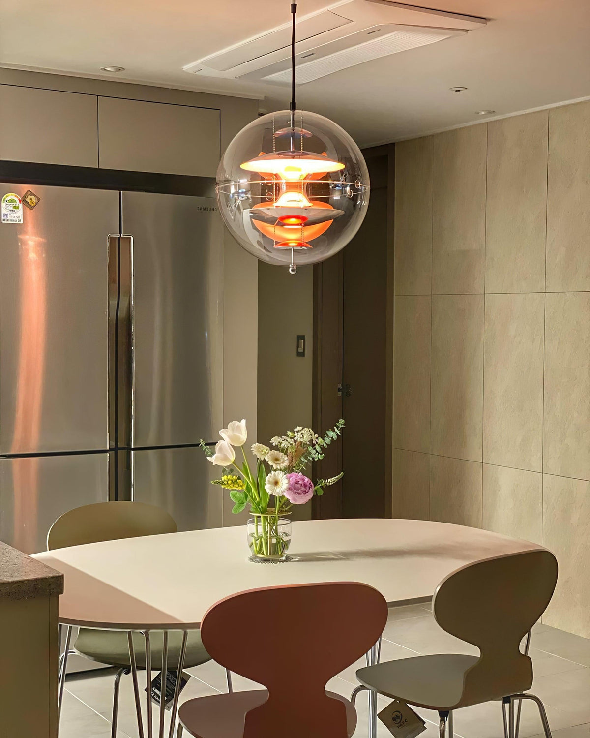 Lampada a sospensione Floating Geometric Layers Clear globo Futuristica moderna