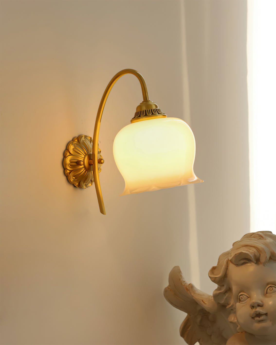 Dazell Art Flower lampada da parete in ottone e resina floreale
