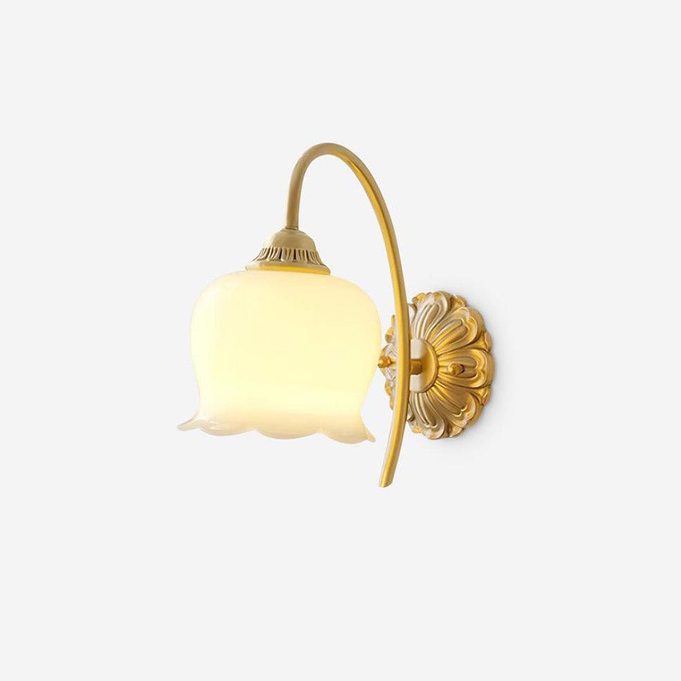 Dazell Art Flower lampada da parete in ottone e resina floreale