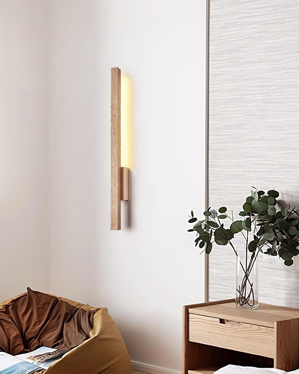 Corvella lampada da parete Slim lineare in travertino minimalista