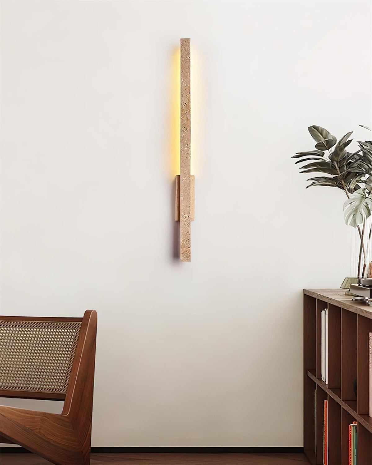 Corvella lampada da parete Slim lineare in travertino minimalista