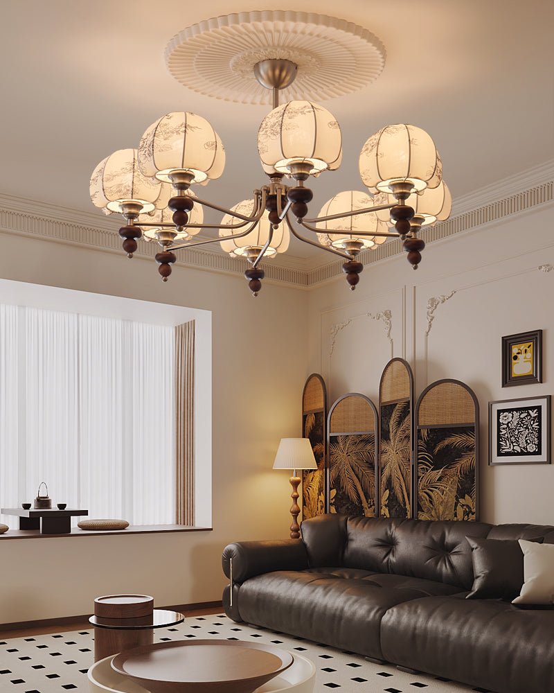 Comirisra lampadario Premium Tradizionale Petal tessuto legno floreale