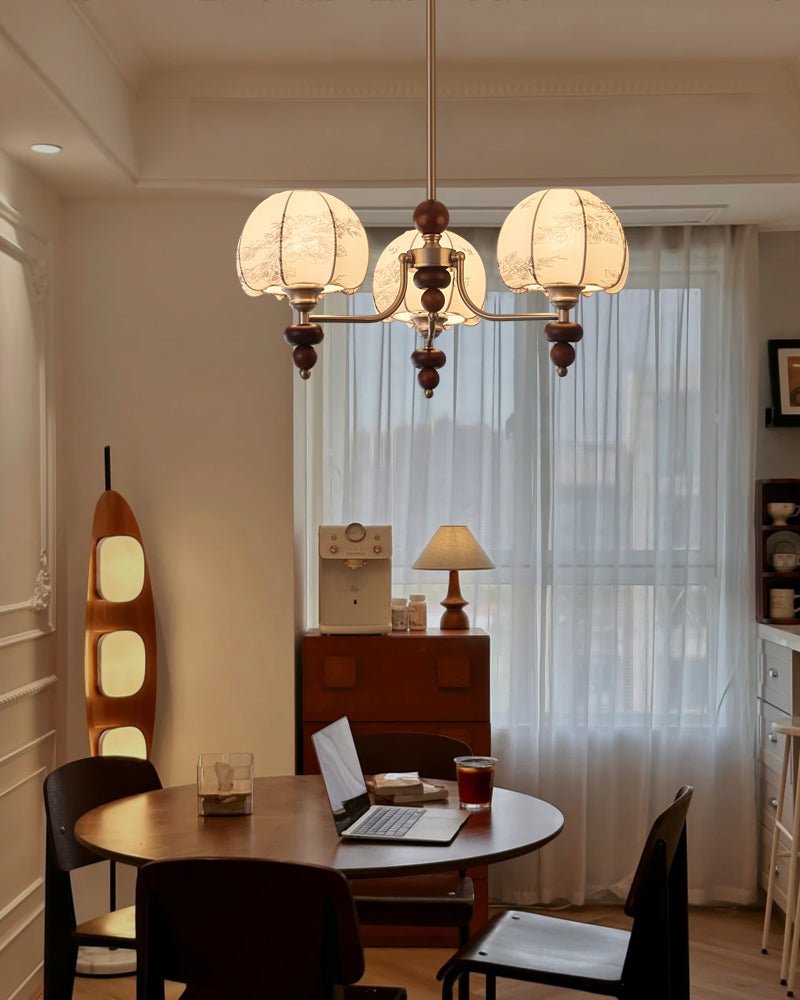 Comirisra lampadario Premium Tradizionale Petal tessuto legno floreale