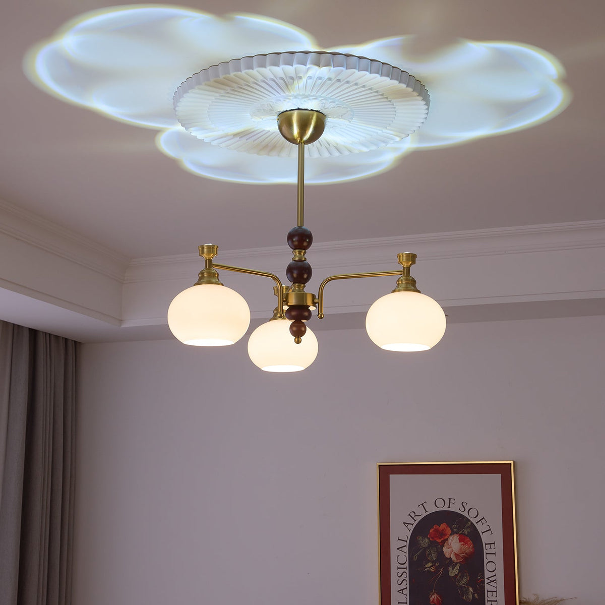 Aursolos lampadario Eleganza Tradizionale legno vetro