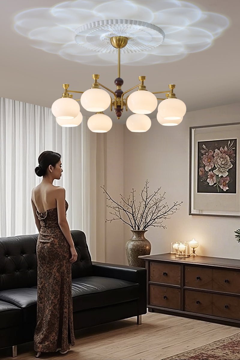 Aursolos lampadario Eleganza Tradizionale legno vetro