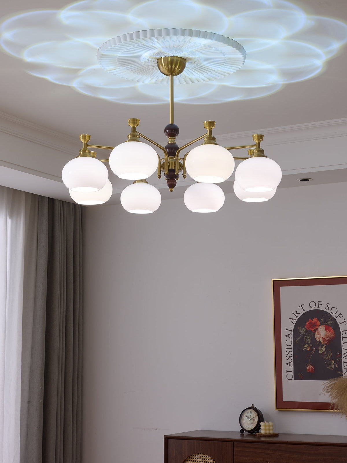 Aursolos lampadario Eleganza Tradizionale legno vetro