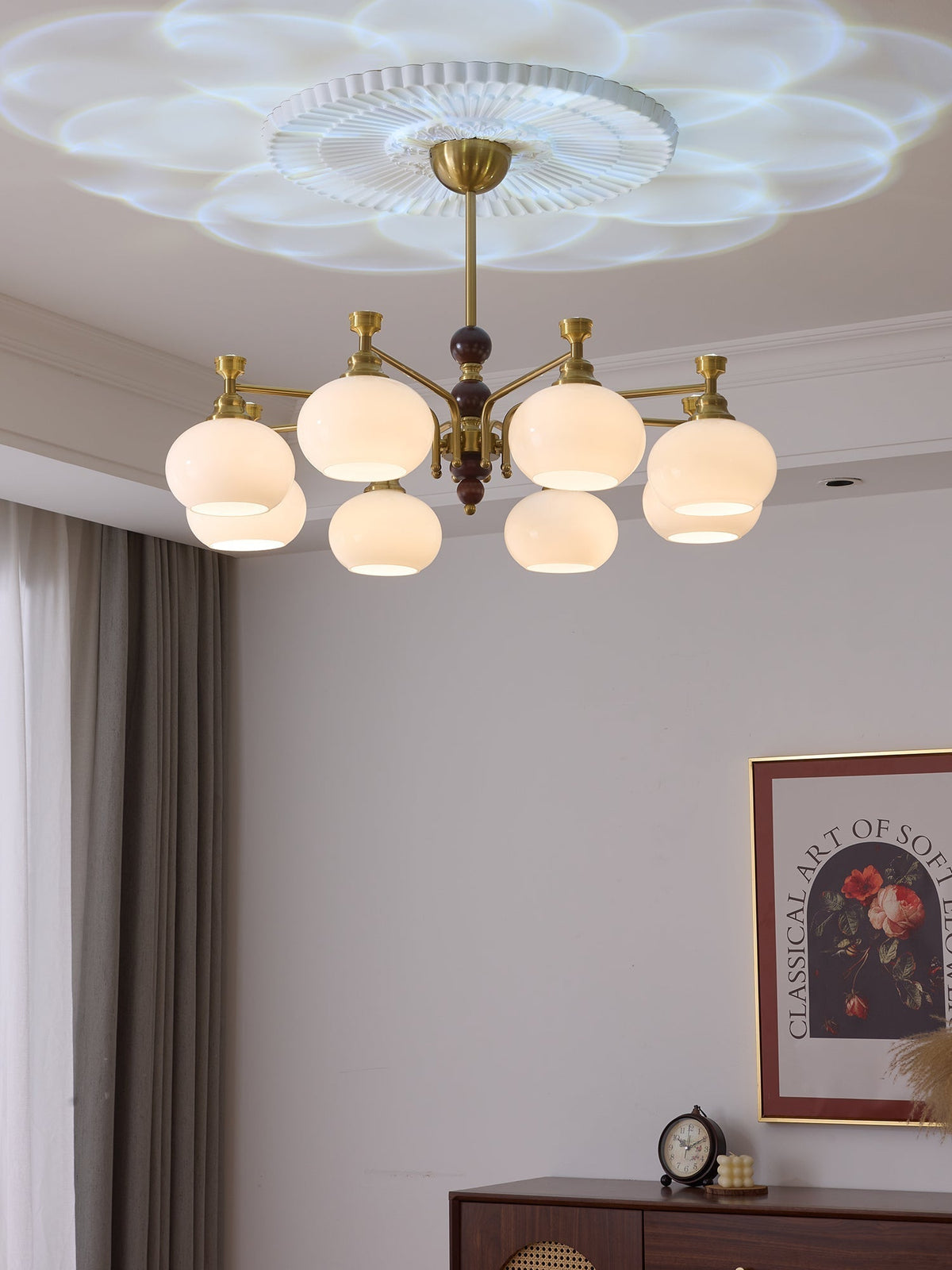 Aursolos lampadario Eleganza Tradizionale legno vetro