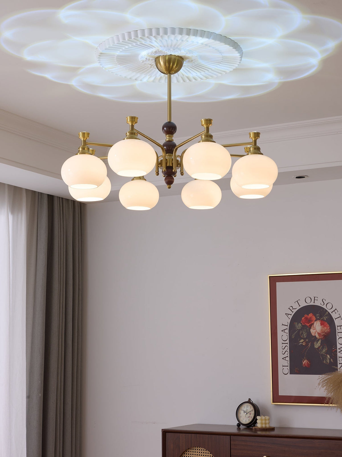 Aursolos lampadario Eleganza Tradizionale legno vetro
