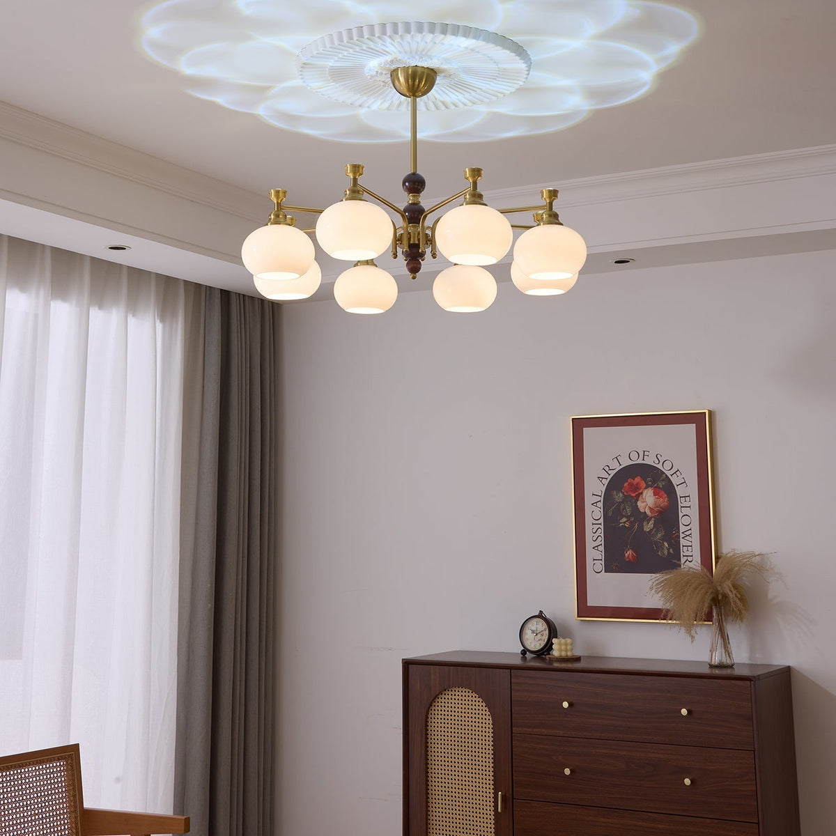 Aursolos lampadario Eleganza Tradizionale legno vetro