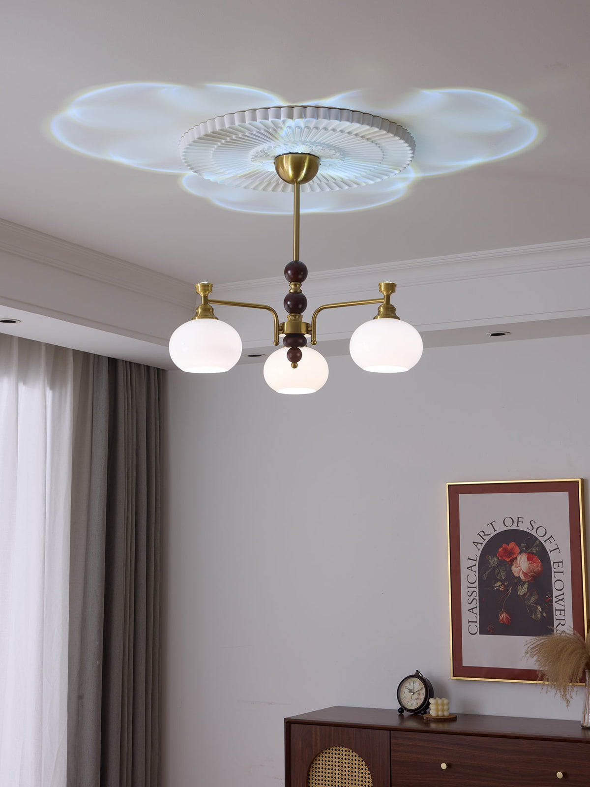 Aursolos lampadario Eleganza Tradizionale legno vetro