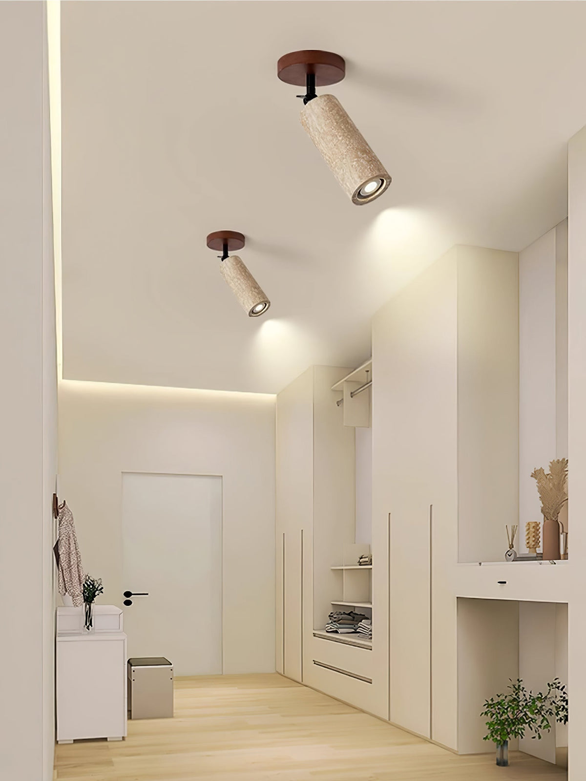 Cesilyra lampada da parete Tubo Cilindrico in travertino