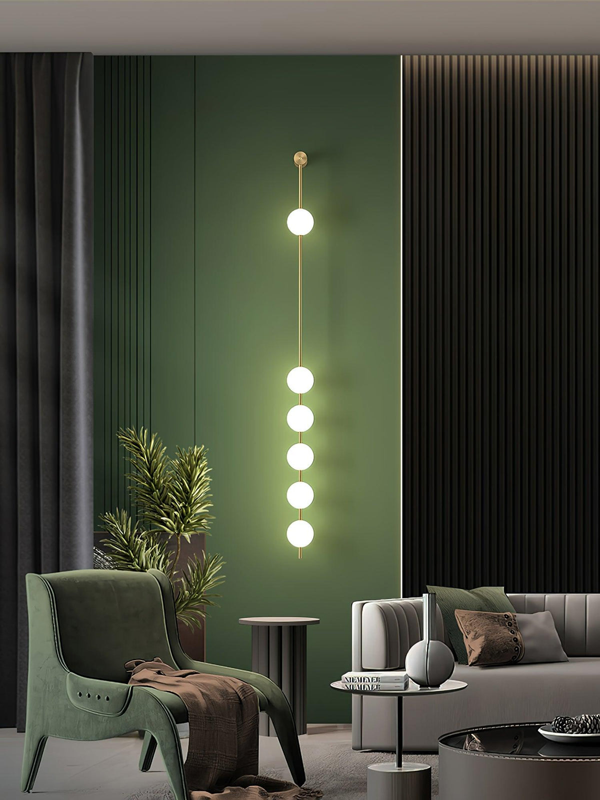 Soloiella lampada da parete Verticali Sferiche ottone a globo