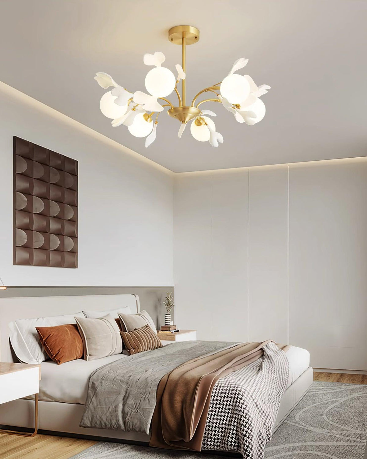 Ginkgo lampadario con globi in vetro Opaco