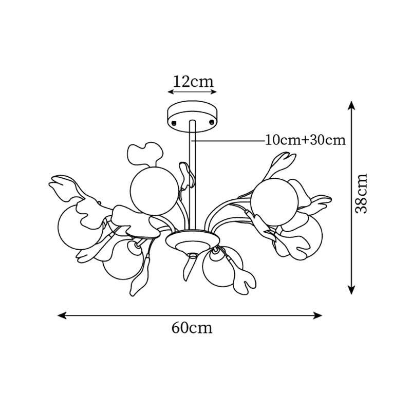 Ginkgo lampadario con globi in vetro Opaco