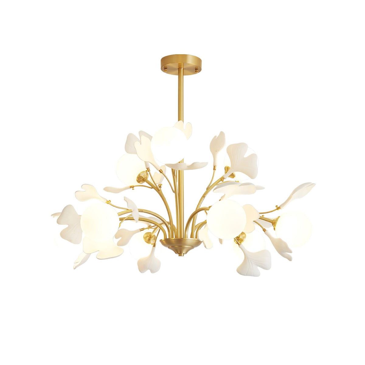 Ginkgo lampadario con globi in vetro Opaco