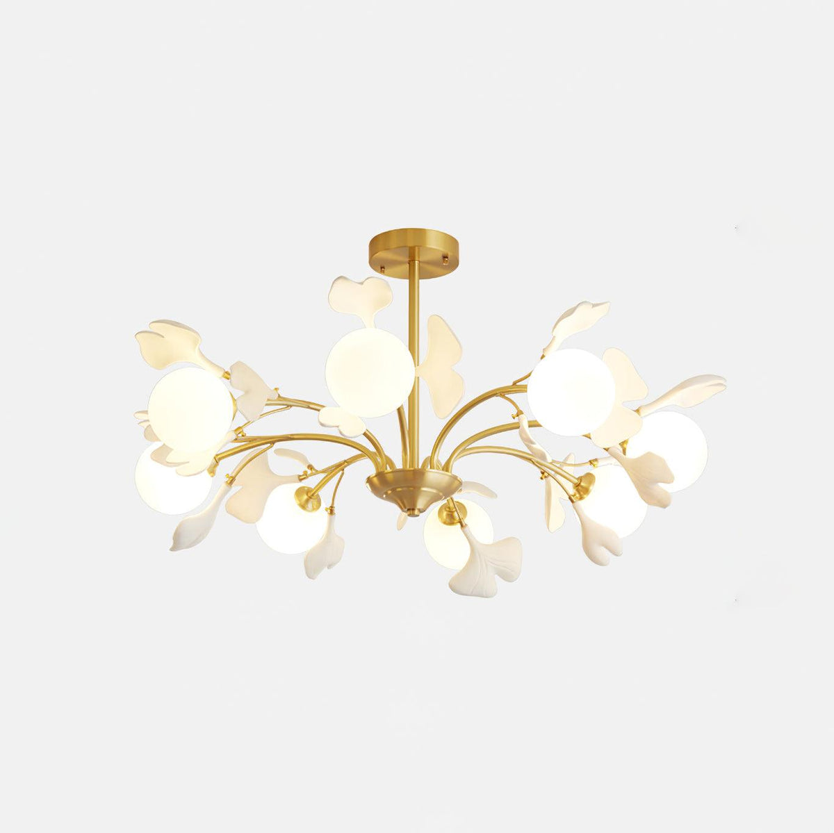 Ginkgo lampadario con globi in vetro Opaco