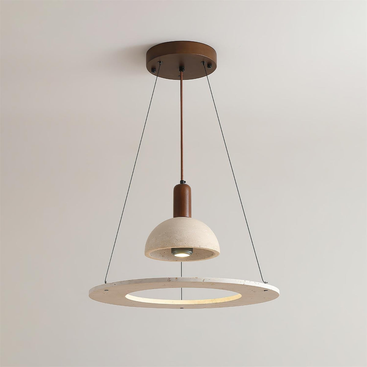 Valenise travertino Dome & Ring lampada a sospensione