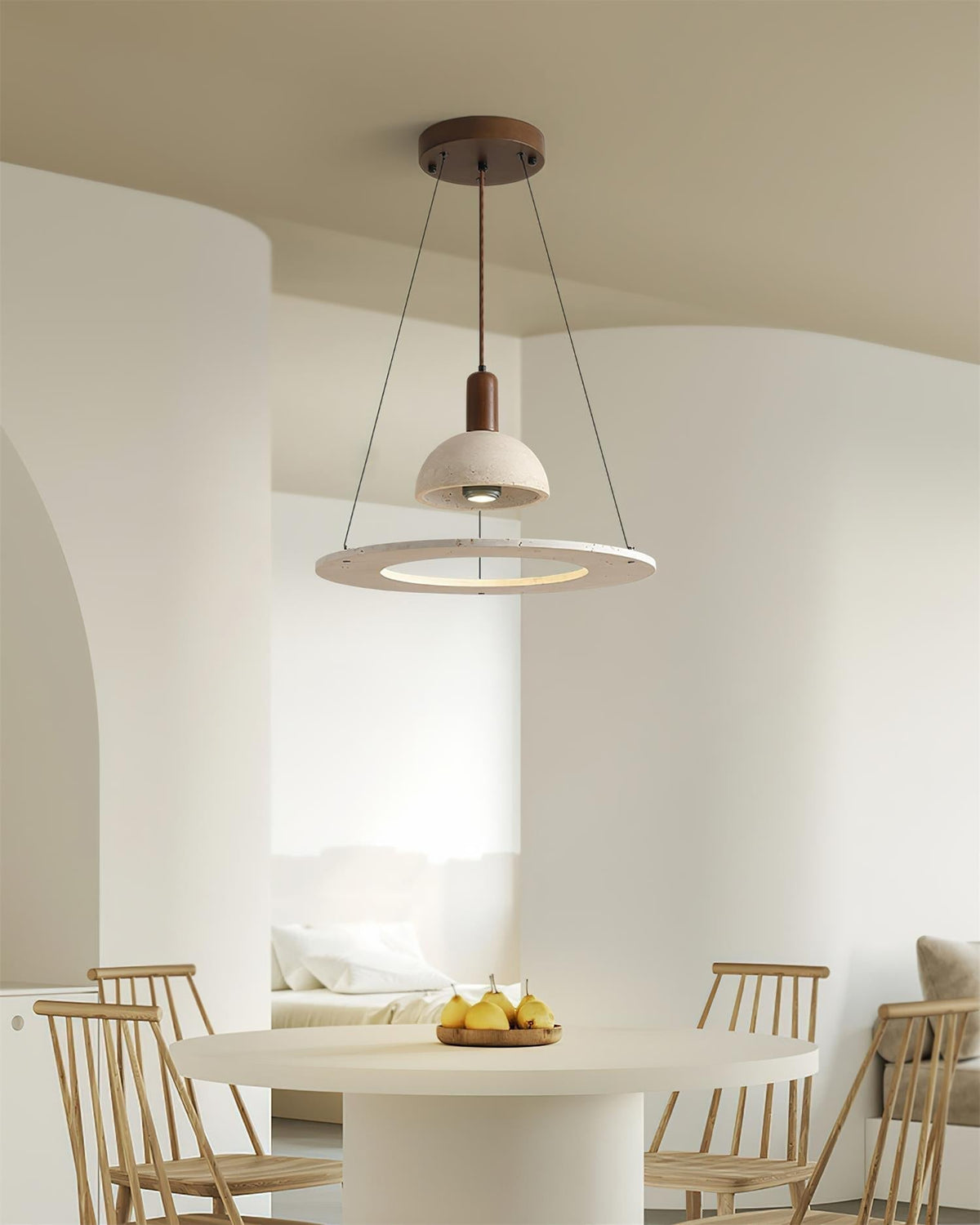 Valenise travertino Dome & Ring lampada a sospensione