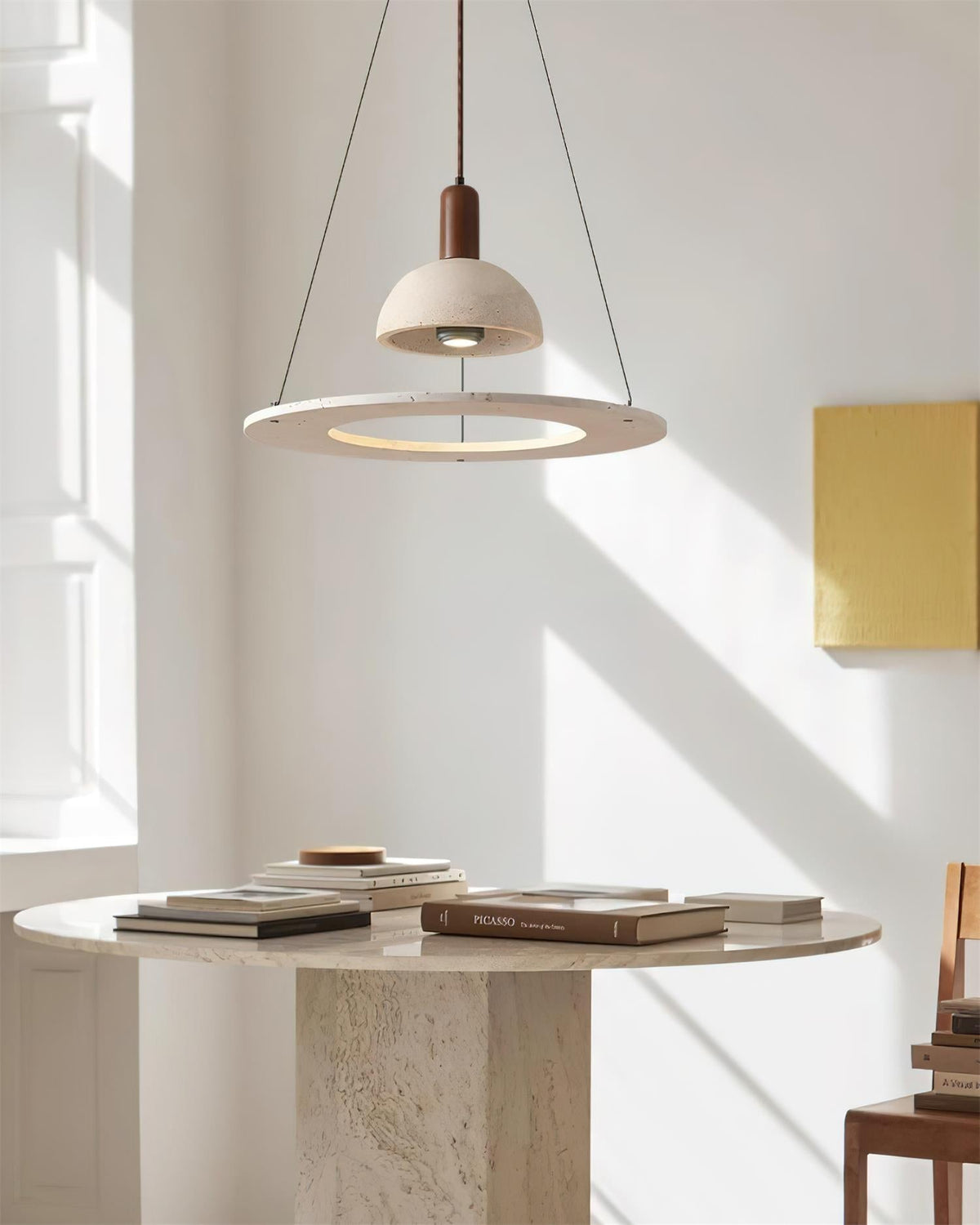 Valenise travertino Dome & Ring lampada a sospensione