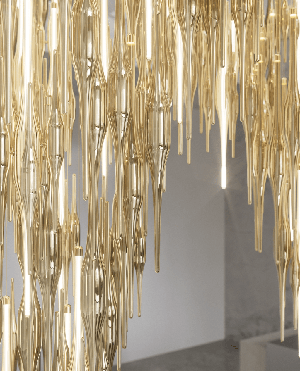 HydroDrop Amber Grand Cascade lampadario in vetro