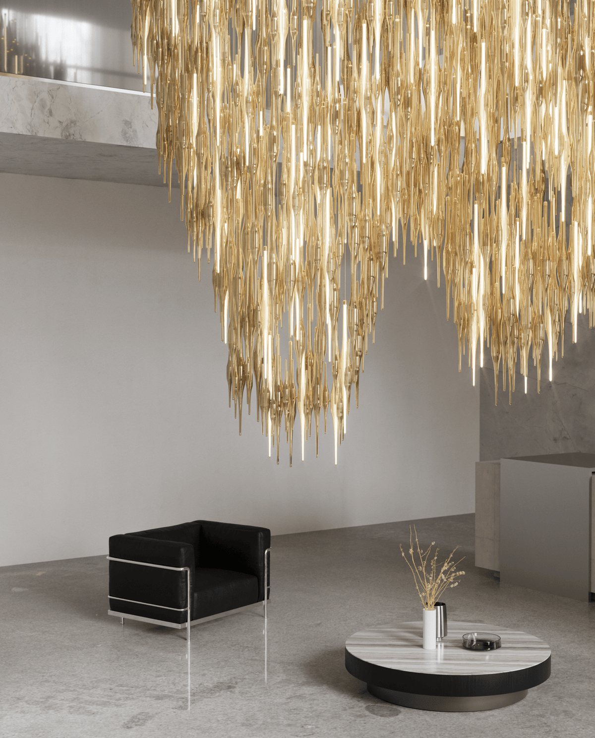 HydroDrop Amber Grand Cascade lampadario in vetro