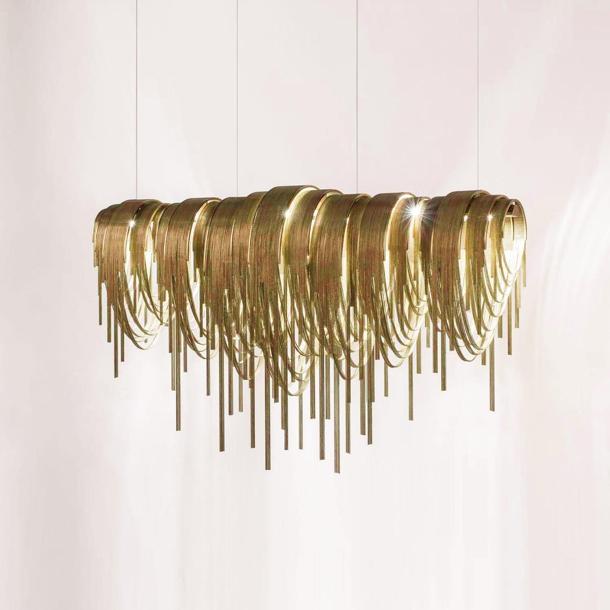 Tarien lampadario a Catene Stratificate in Nichel lusso