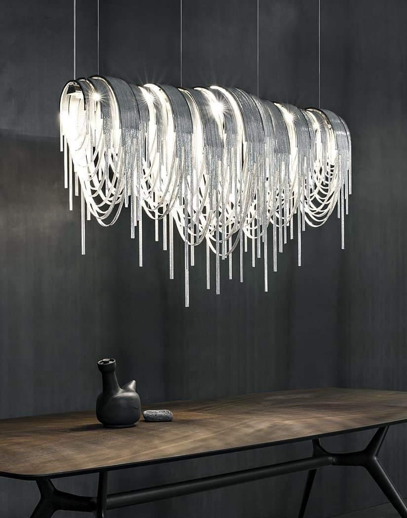 Tarien lampadario a Catene Stratificate in Nichel lusso