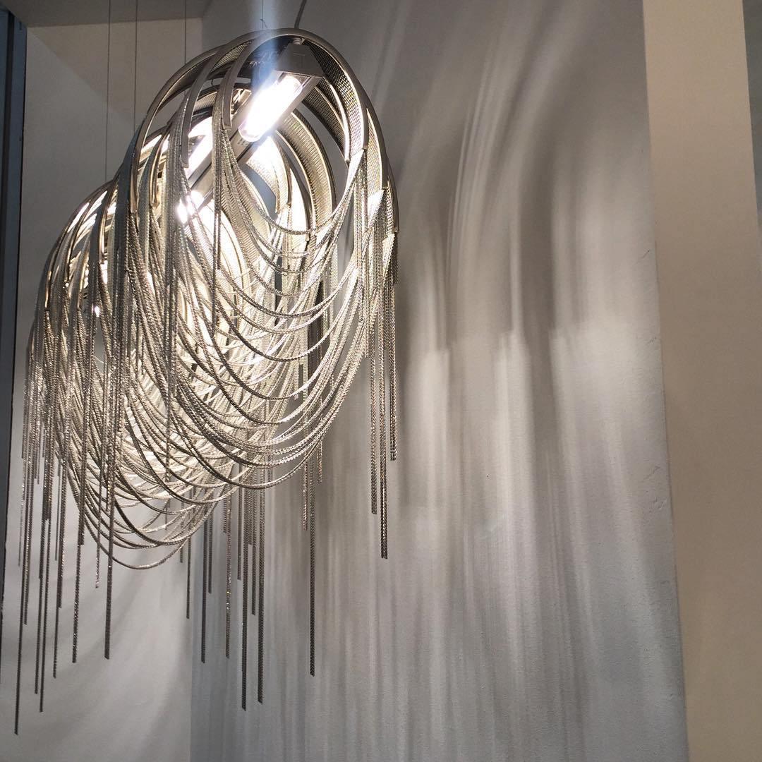 Tarien lampadario a Catene Stratificate in Nichel lusso