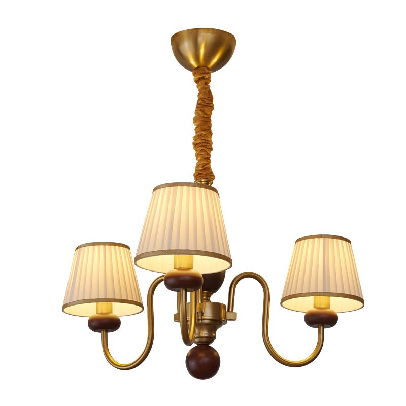 Erthaos lampadario Eleganza Tradizionale in tessuto Pleat con legno