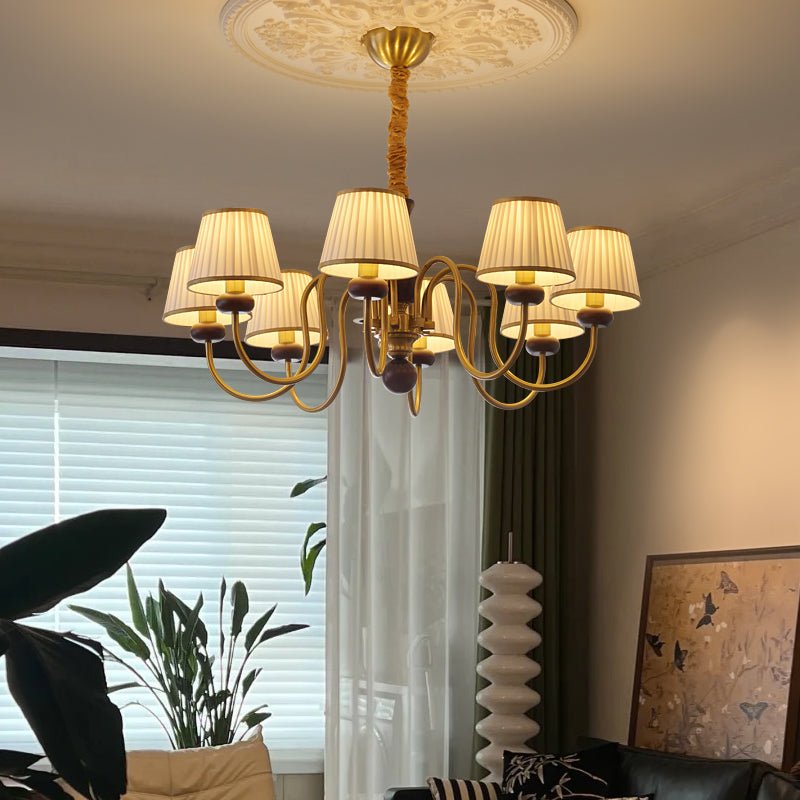 Erthaos lampadario Eleganza Tradizionale in tessuto Pleat con legno