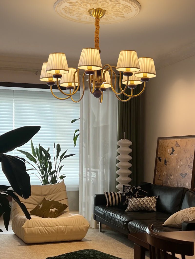 Erthaos lampadario Eleganza Tradizionale in tessuto Pleat con legno