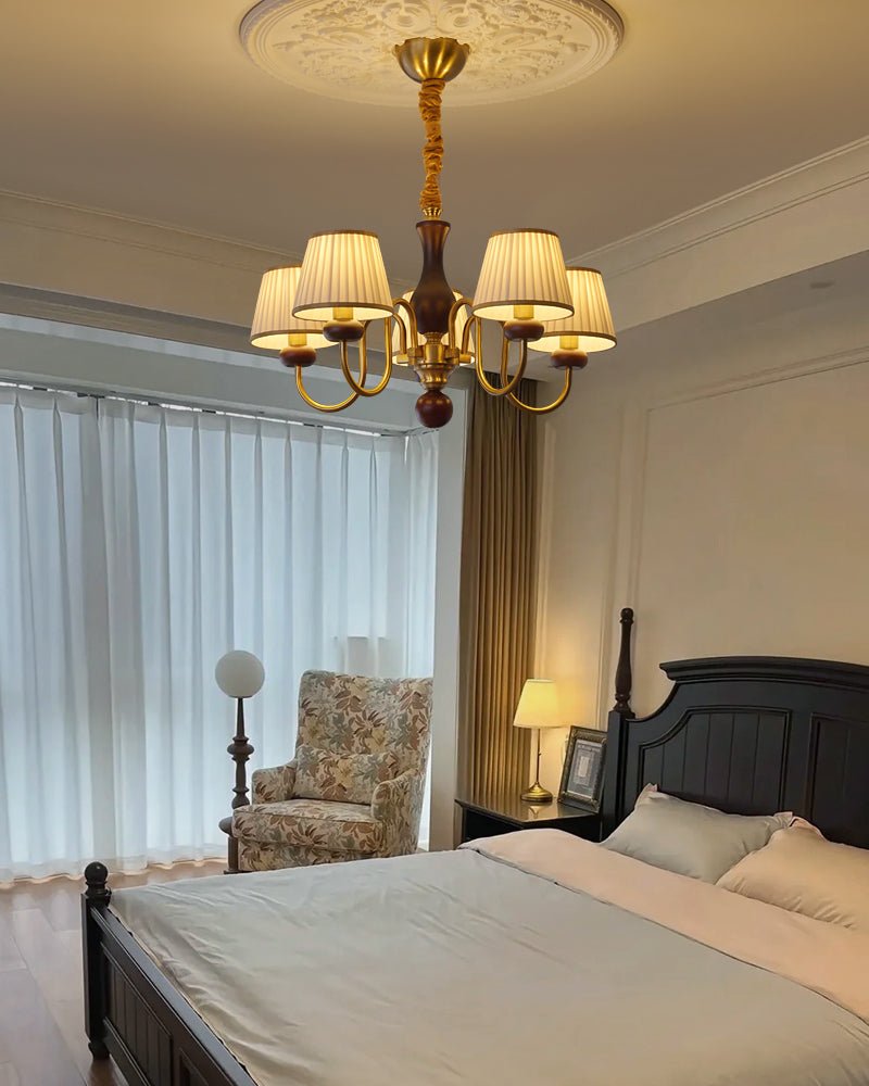 Erthaos lampadario Eleganza Tradizionale in tessuto Pleat con legno
