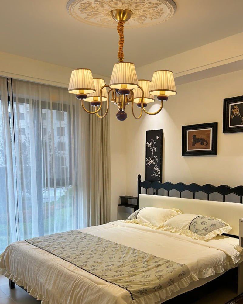 Erthaos lampadario Eleganza Tradizionale in tessuto Pleat con legno
