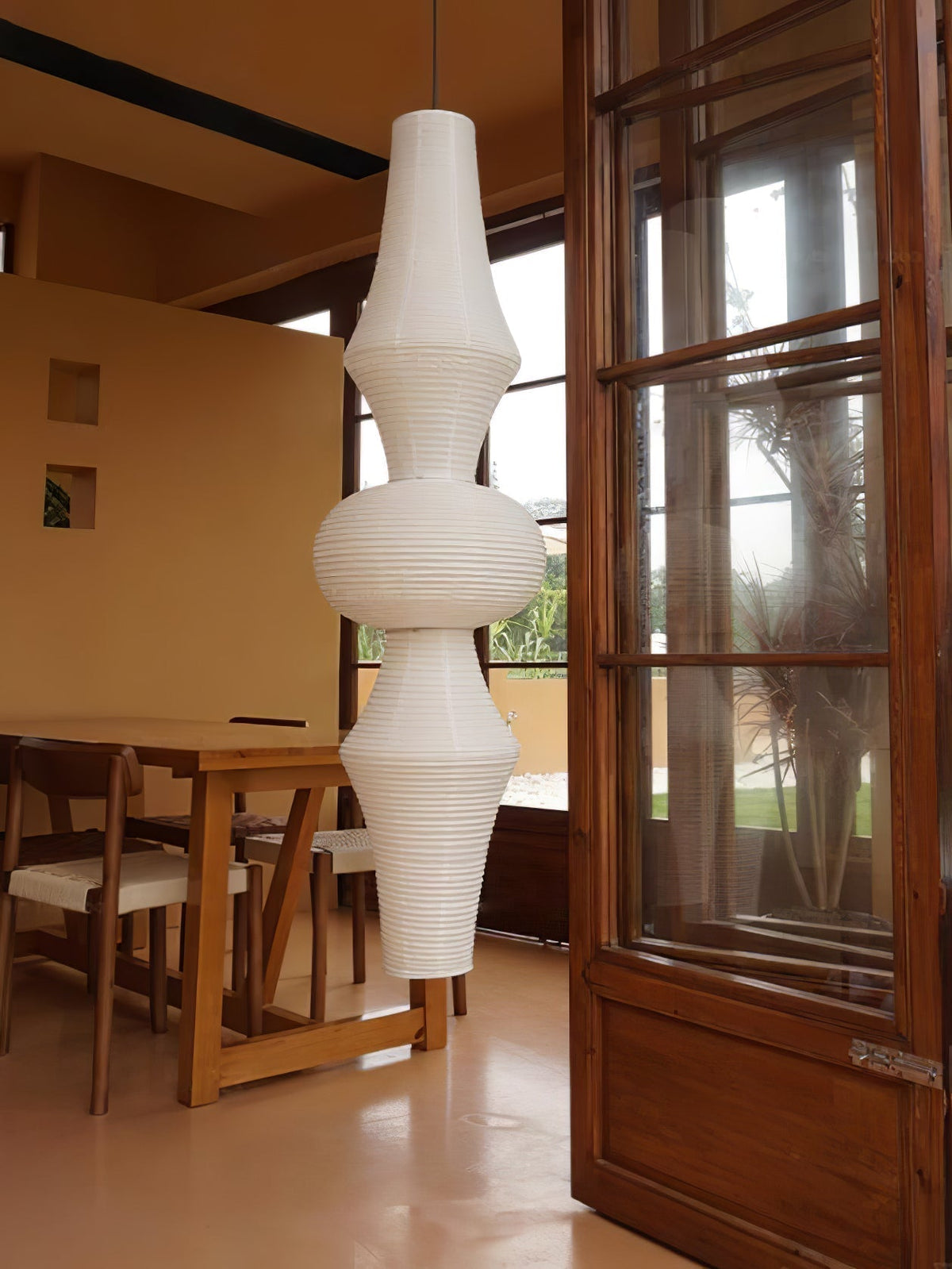 Lunirena lampada a sospensione Washi Paper E per soggiorno