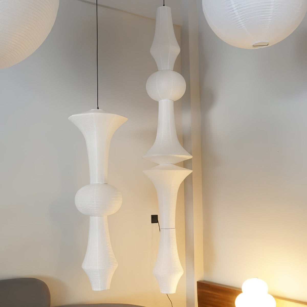Lunirena lampada a sospensione Washi Paper E per soggiorno
