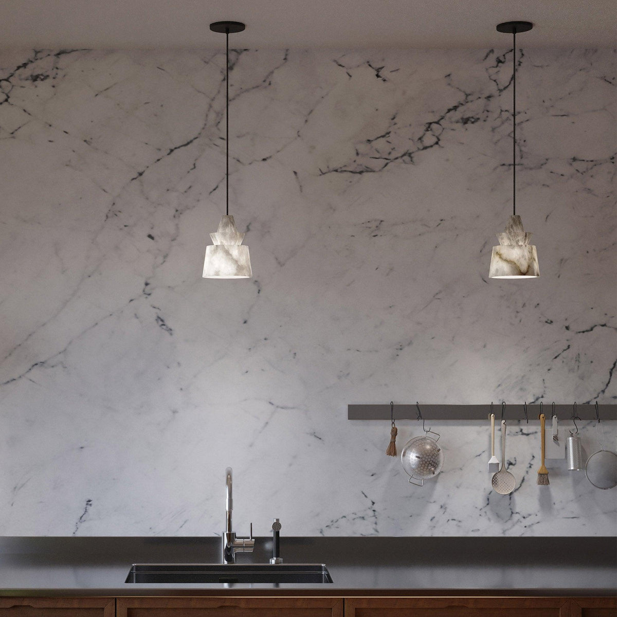 Curineth lampada a sospensione minimalista in alabastro