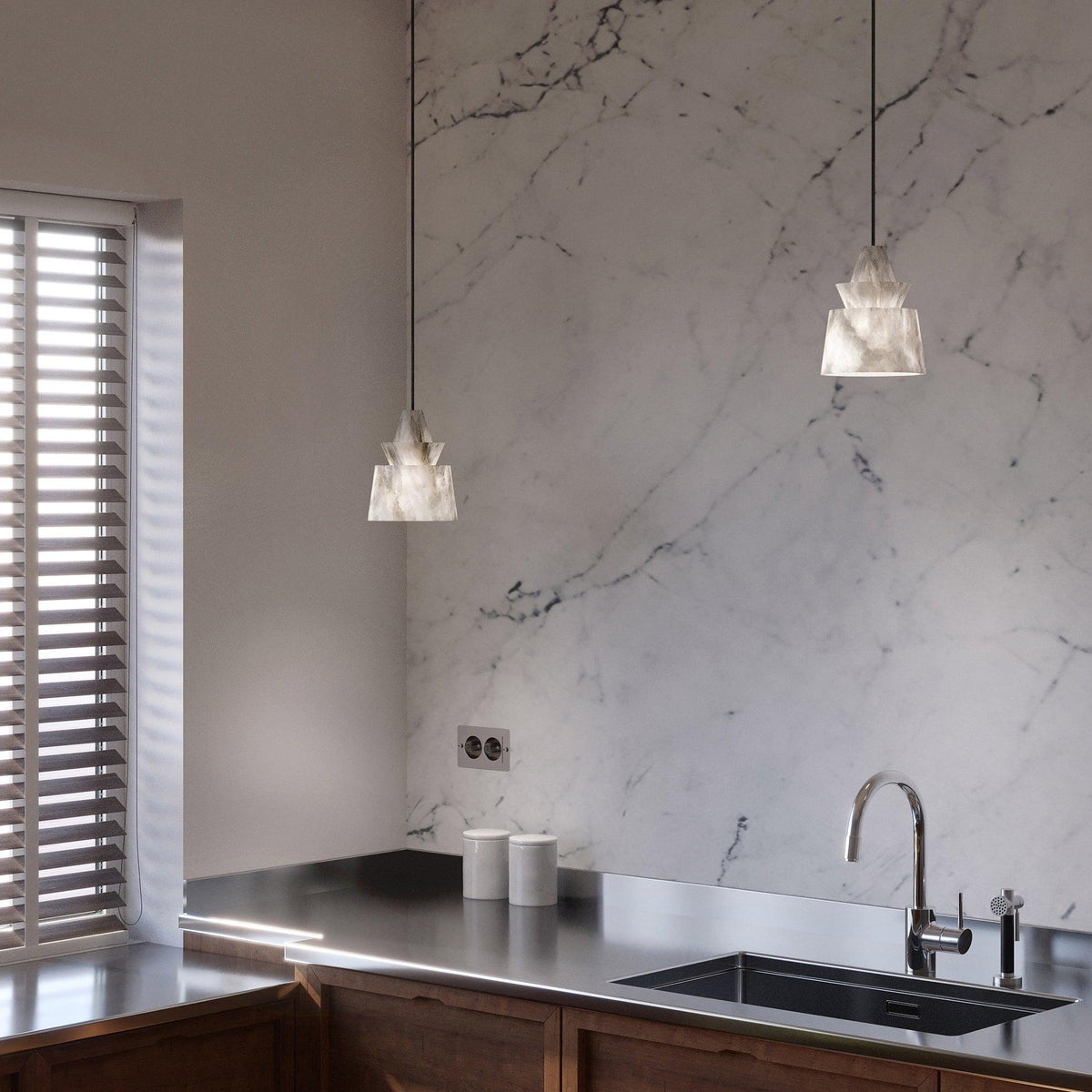 Curineth lampada a sospensione minimalista in alabastro