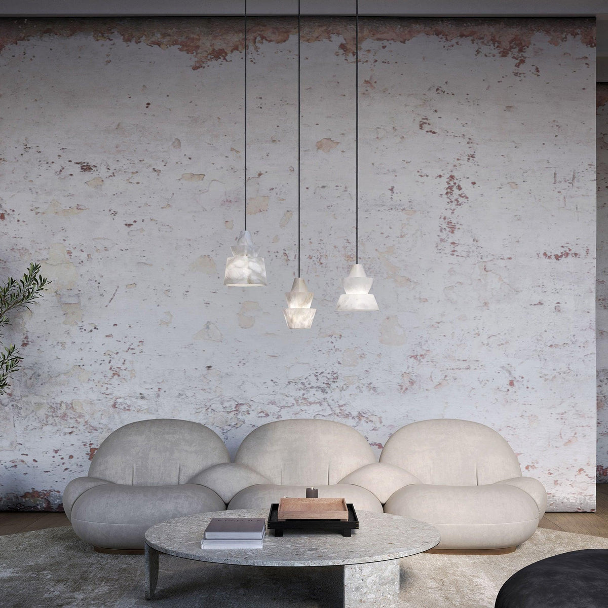 Curineth lampada a sospensione minimalista in alabastro