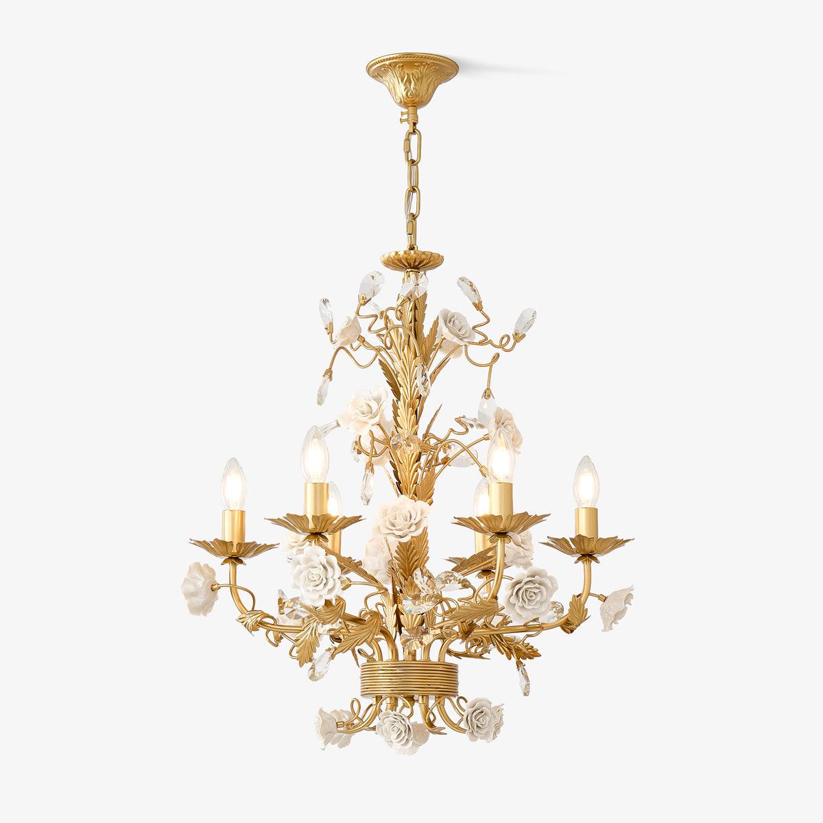 Elyarelle lampadario Rosa bianco Cristallo