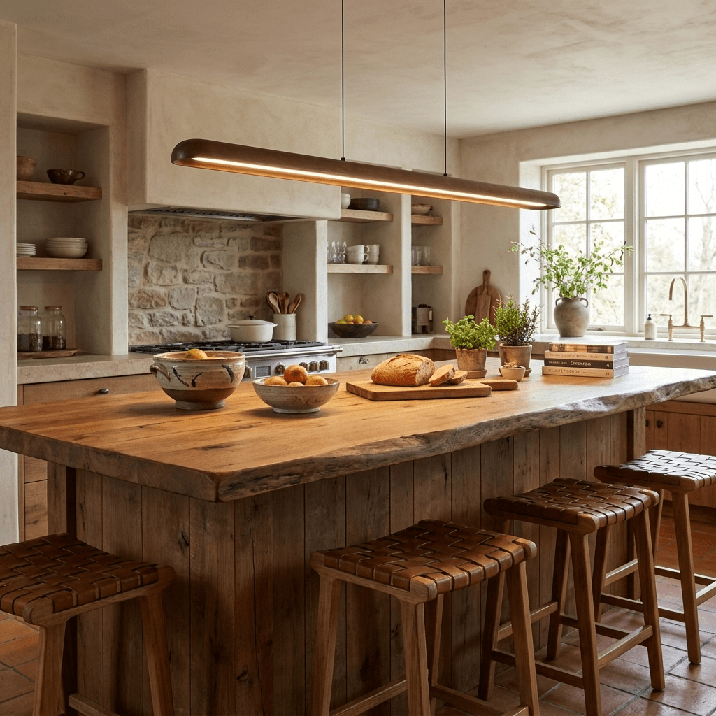 Wide lampada a sospensione lineare in legno