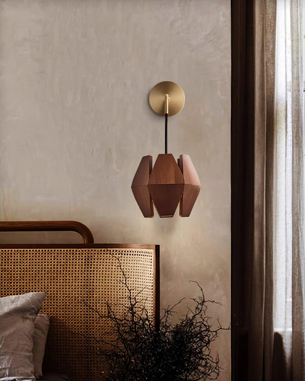 Lampada da parete Geometrica in legno con Paralume, luce Calda, Design minimalista Nordico