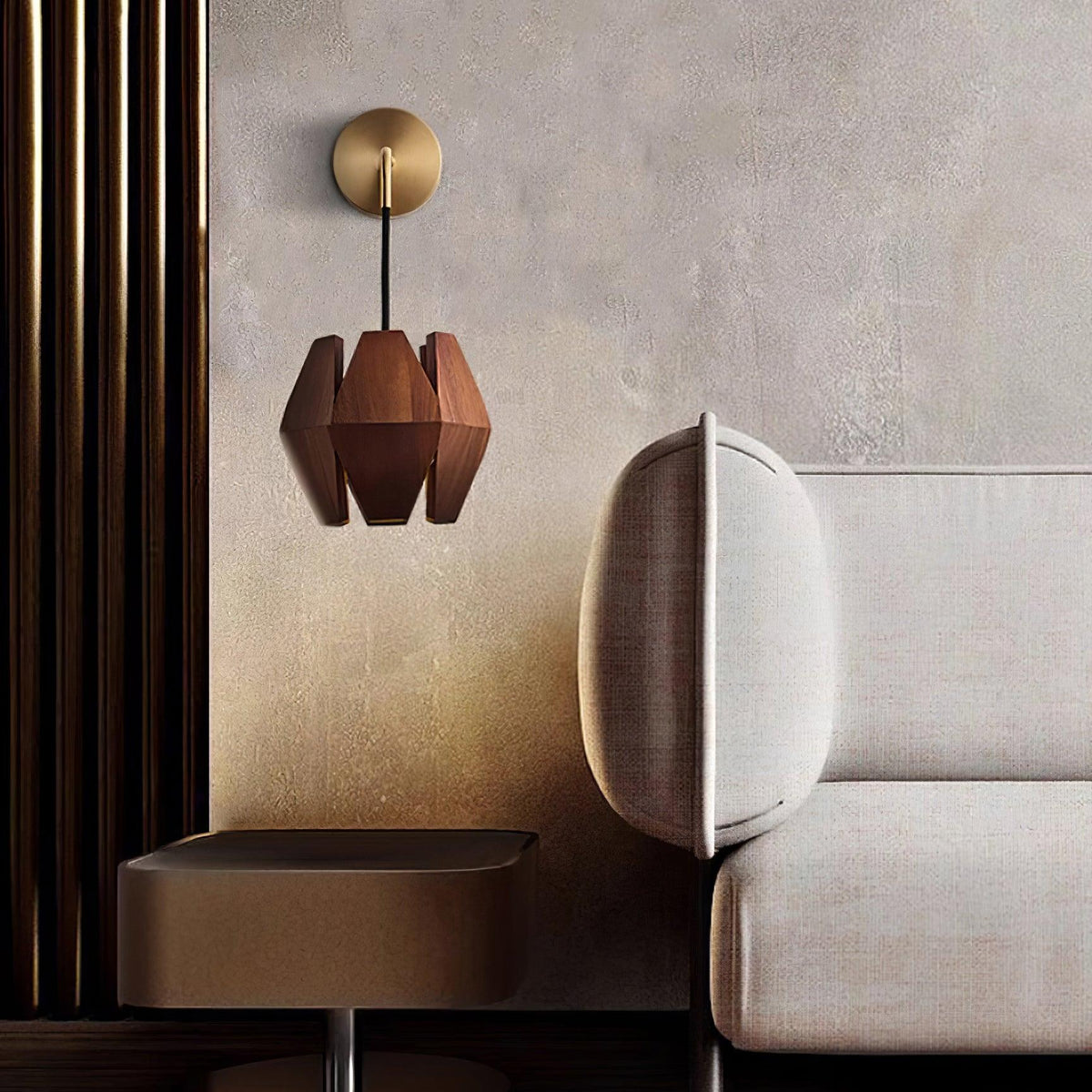 Lampada da parete Geometrica in legno con Paralume, luce Calda, Design minimalista Nordico