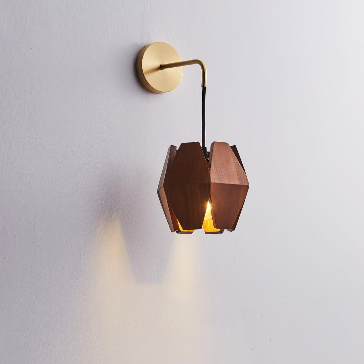 Lampada da parete Geometrica in legno con Paralume, luce Calda, Design minimalista Nordico