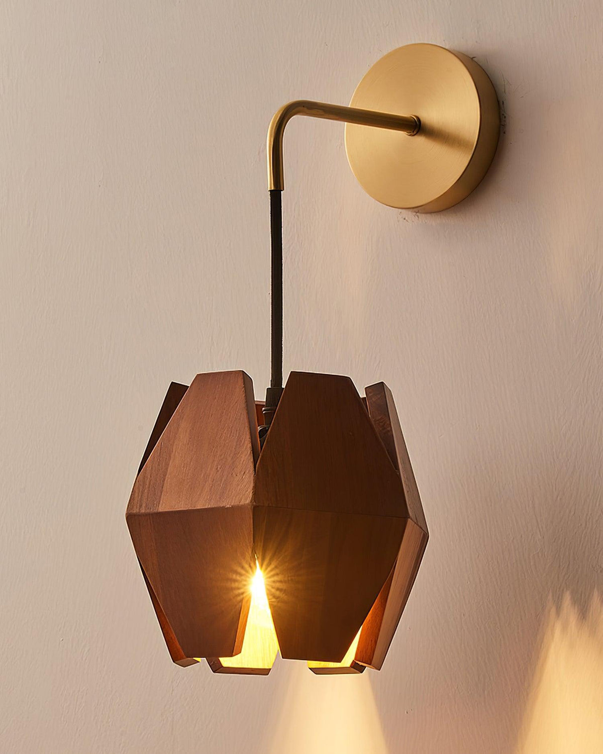 Lampada da parete Geometrica in legno con Paralume, luce Calda, Design minimalista Nordico