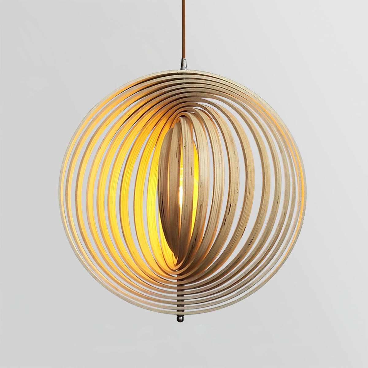 Lampada a sospensione legno Anelli sfera organica minimalista Ambiente