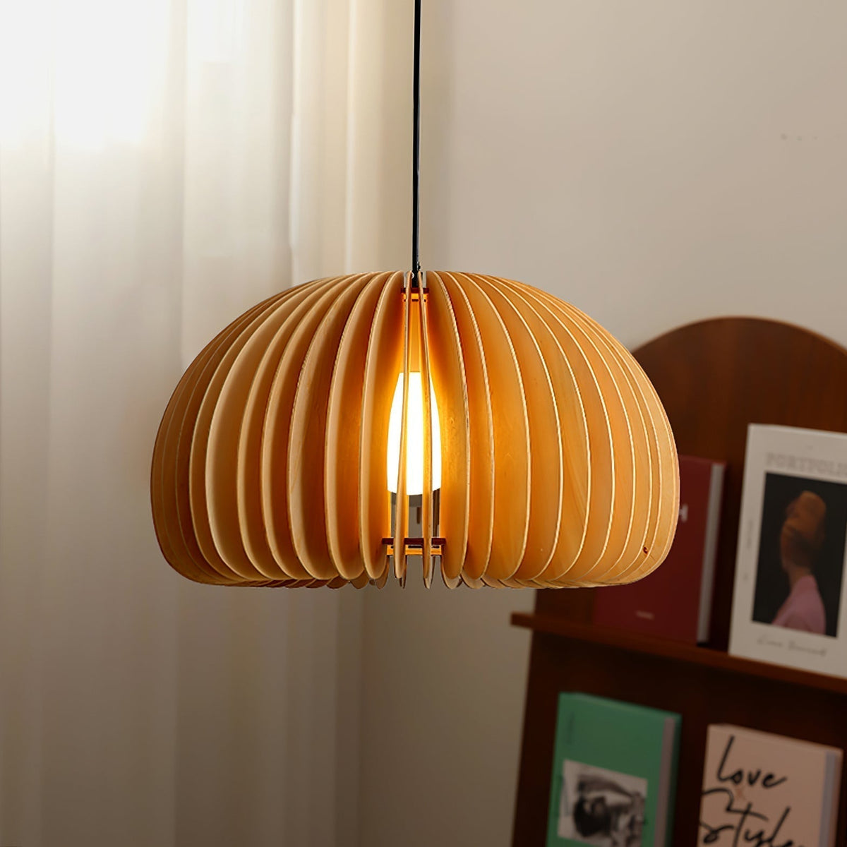 Doren lampada a sospensione legno Cupola a Forma di Zucca Nordica