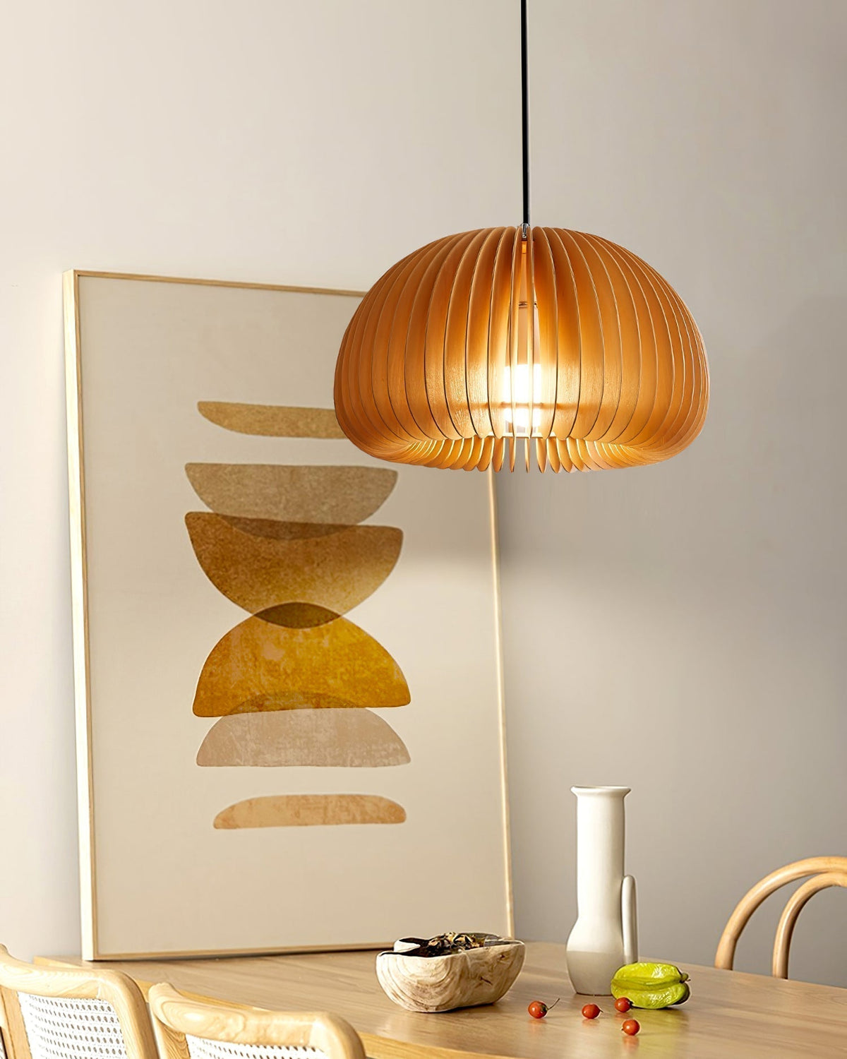 Doren lampada a sospensione legno Cupola a Forma di Zucca Nordica