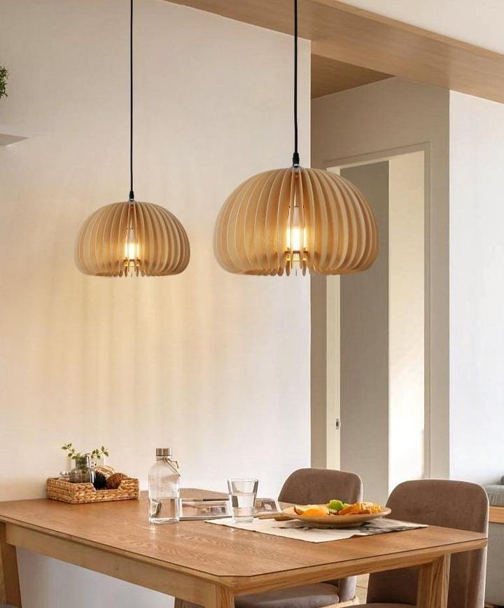 Doren lampada a sospensione legno Cupola a Forma di Zucca Nordica